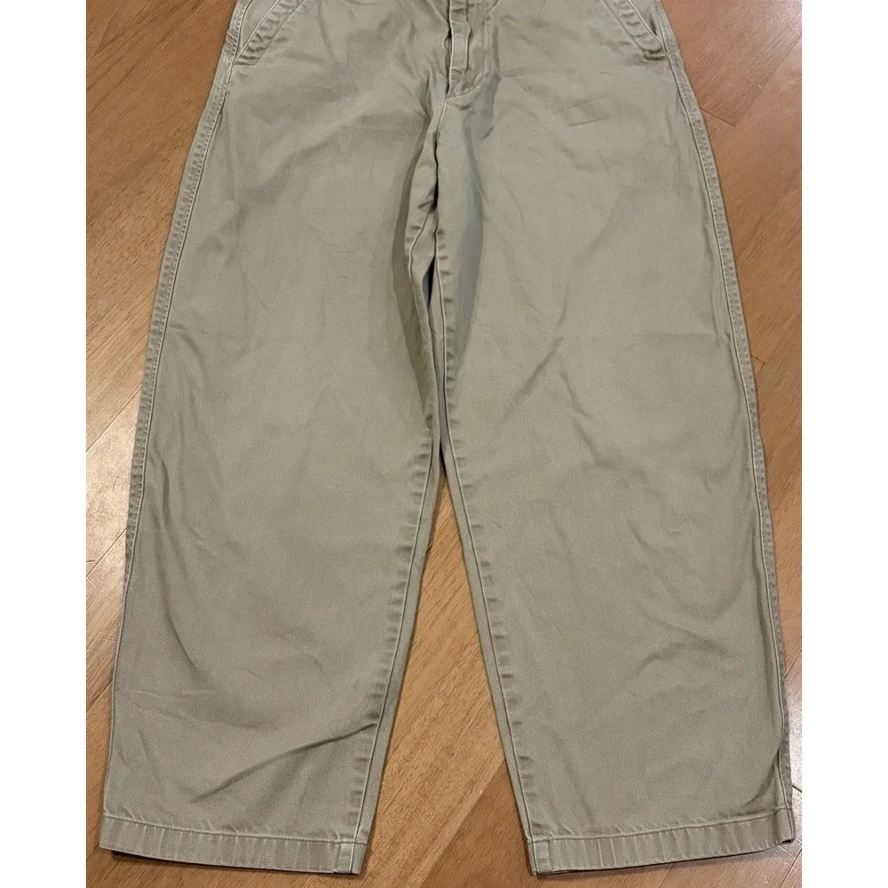 Uniqlo U Pants Mens 32 Khaki Chino Barrel Wide Leg Relaxed Loose Casual Utility